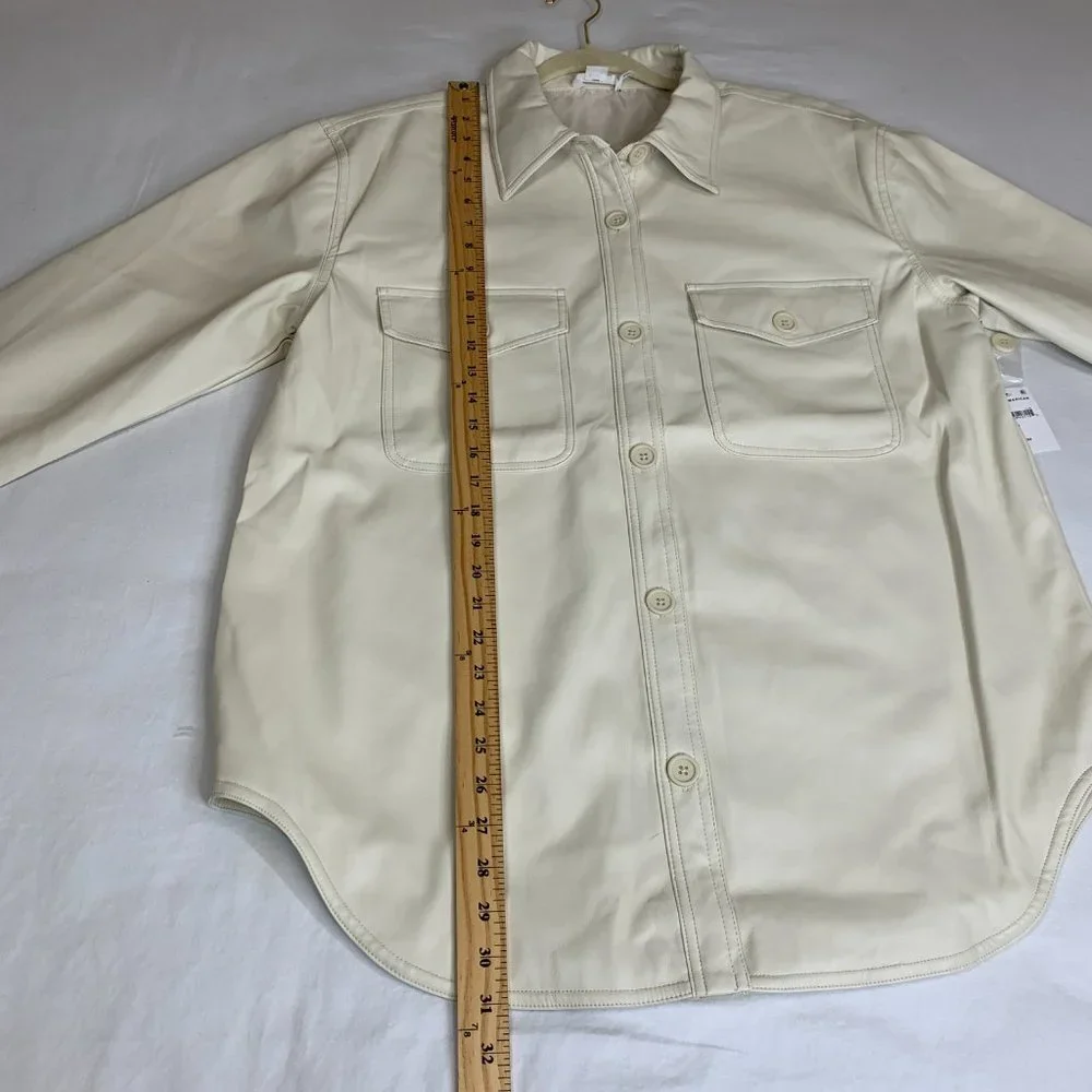 Good American Better Than Leather Faux Leather Shacket Bone Size 3/4=L/XL NWT - Picture 16 of 16